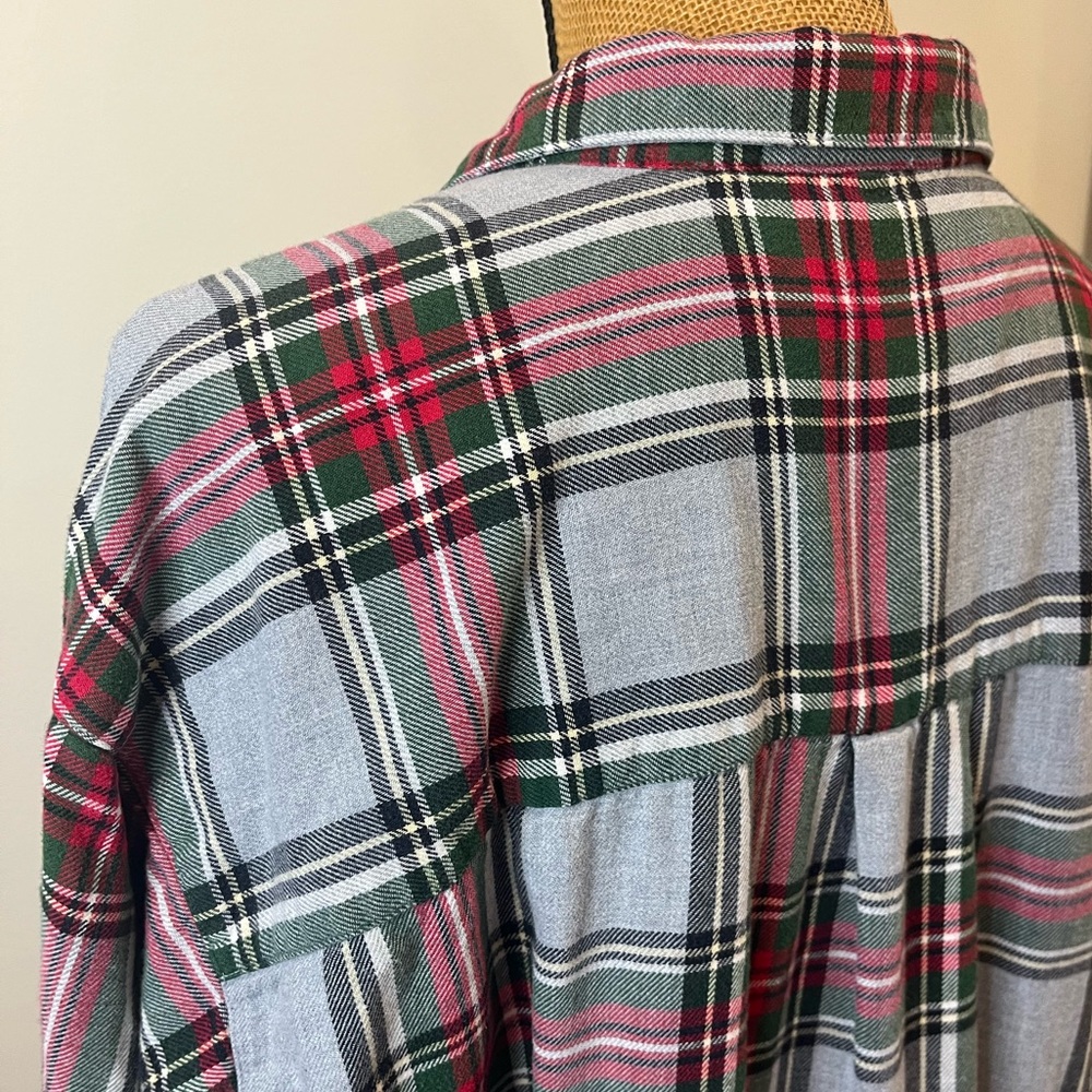 Vintage Eddie Bauer 100% Cotton Plaid Flannel Shirt 90s Grunge Size Large - Picture 7 of 10